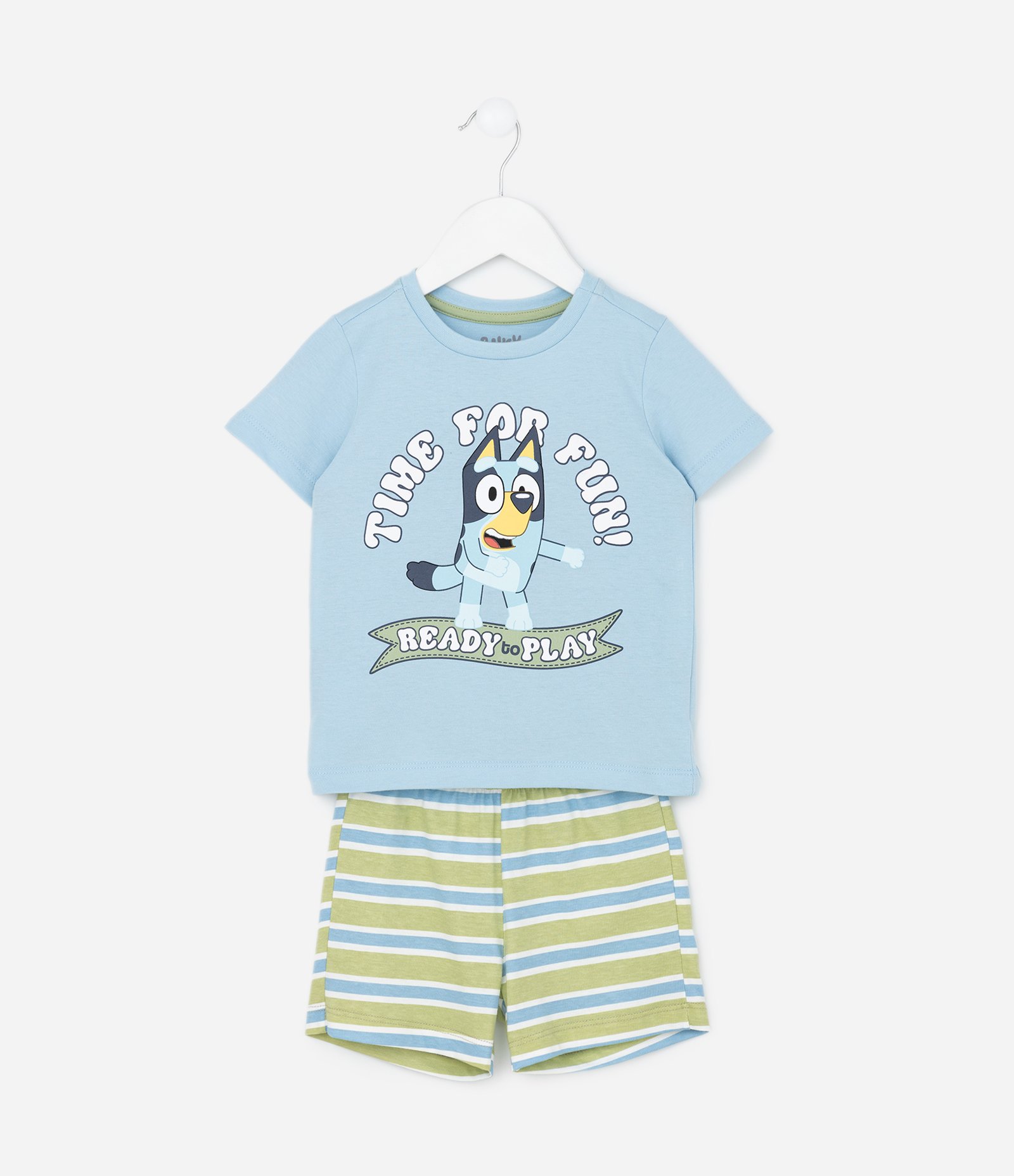 Pijama Infantil Curto com Estampa Bluey - Tam 2 A 8 Anos Azul/Verde 1
