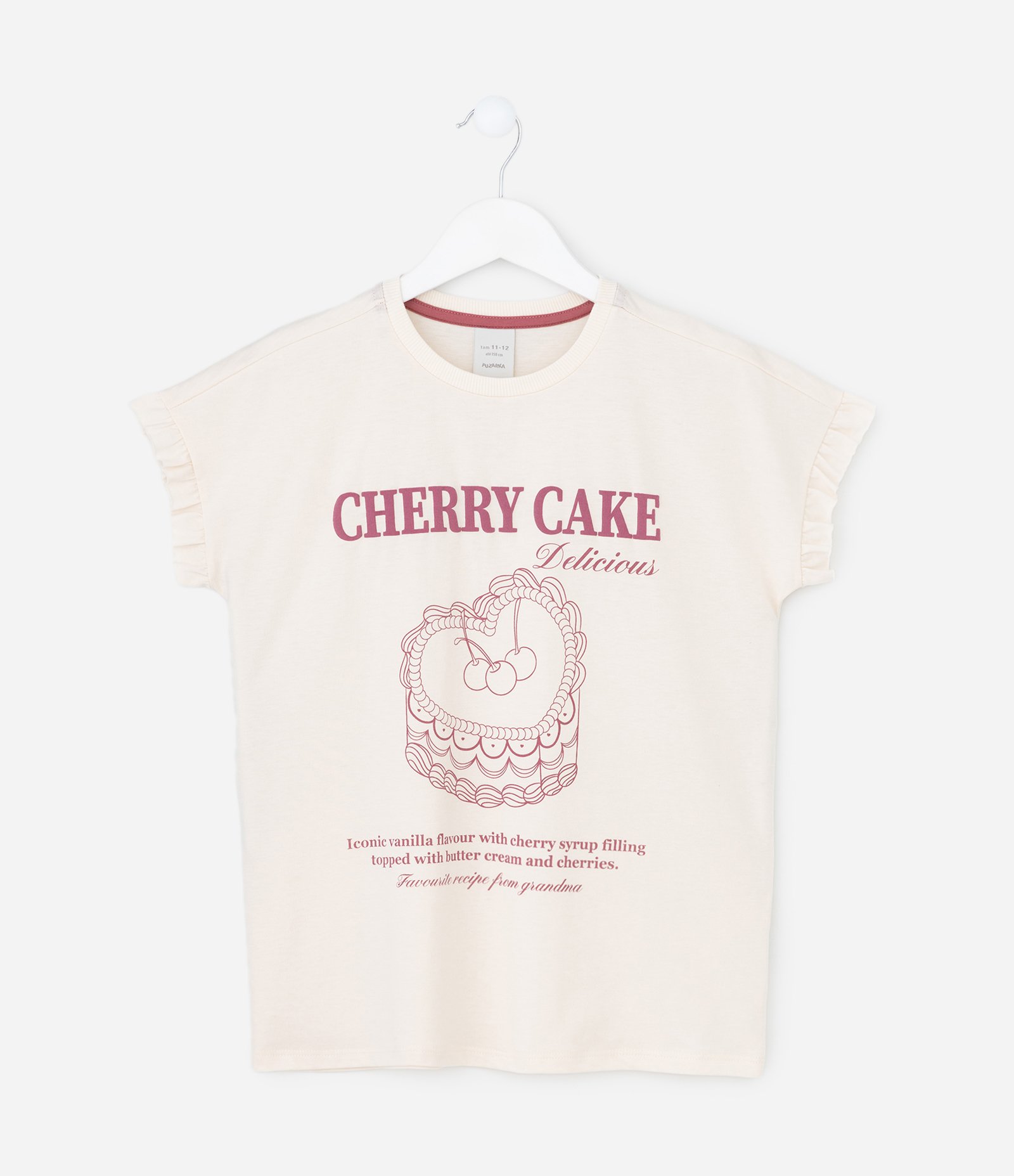Camiseta Infantil com Estampa de Bolo Cherry Cake – Tam 5 a 14 Anos Off White 1
