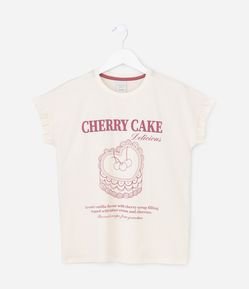 Camiseta Infantil com Estampa de Bolo Cherry Cake – Tam 5 a 14 Anos