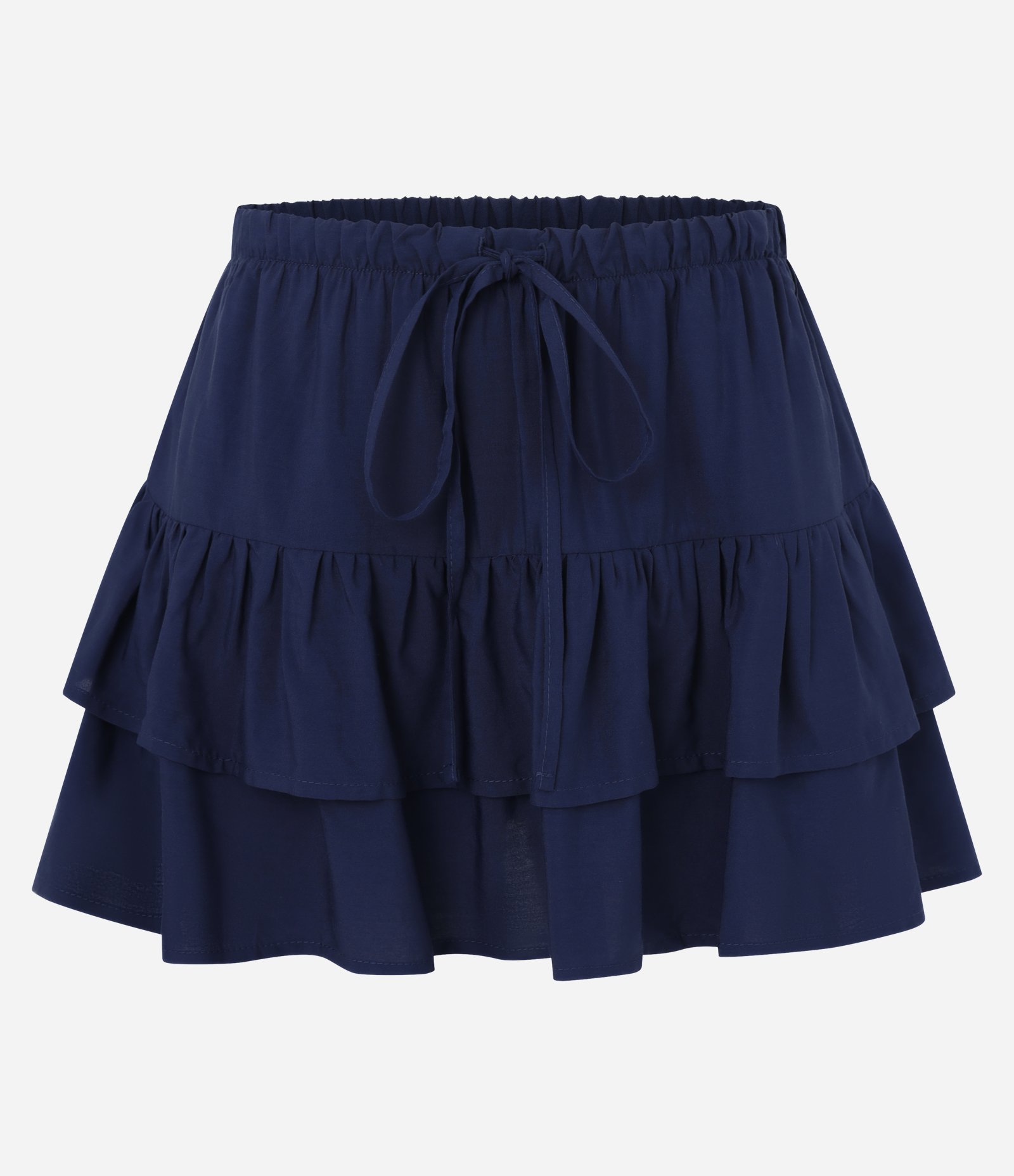 Short Saia em Viscose com Amarração e Babados Azul 6