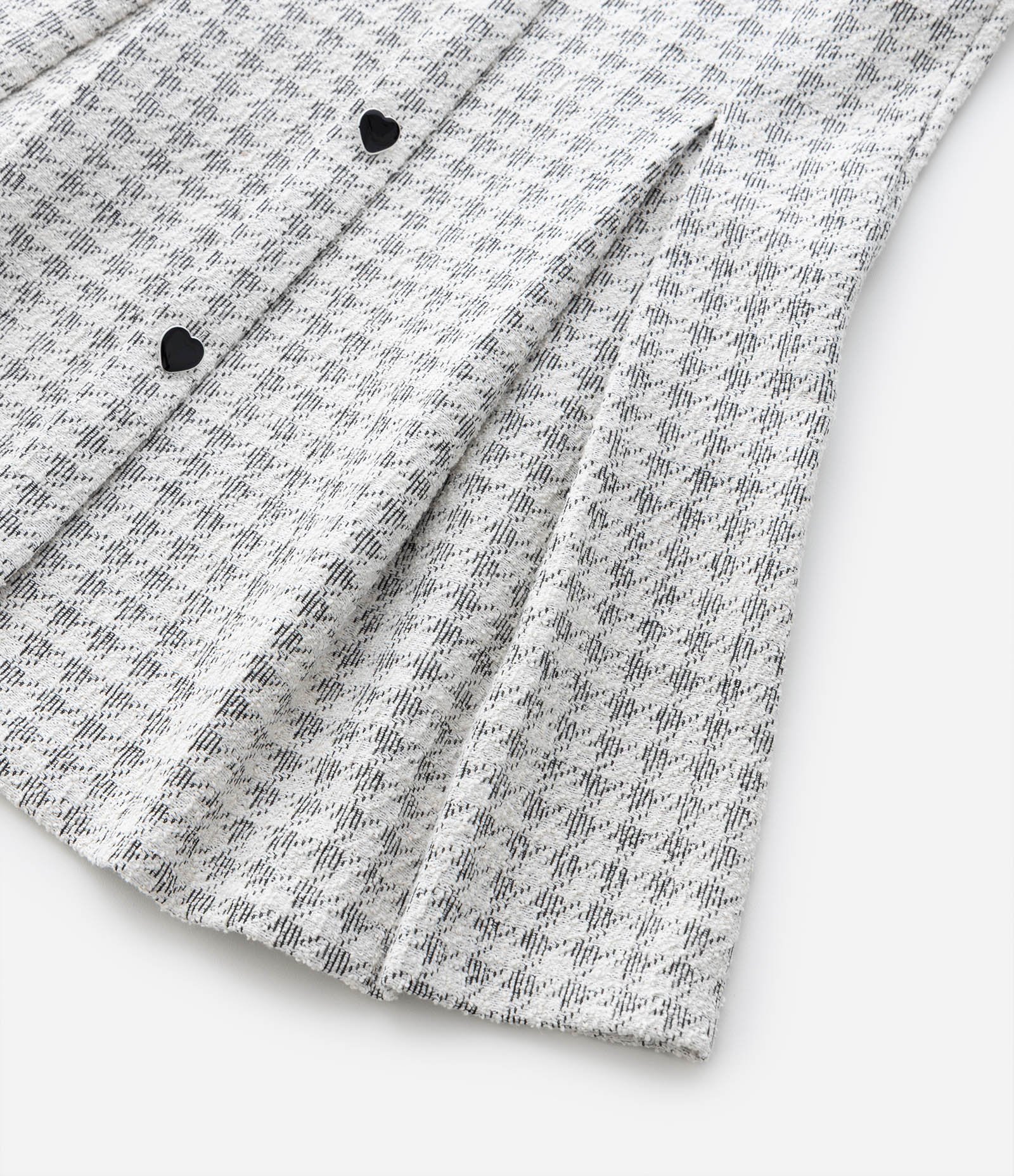 Vestido Infantil em Tweed com Alças Largas e Botões Frontais – Tam 5 a 14 Anos Off White Mesclado 5