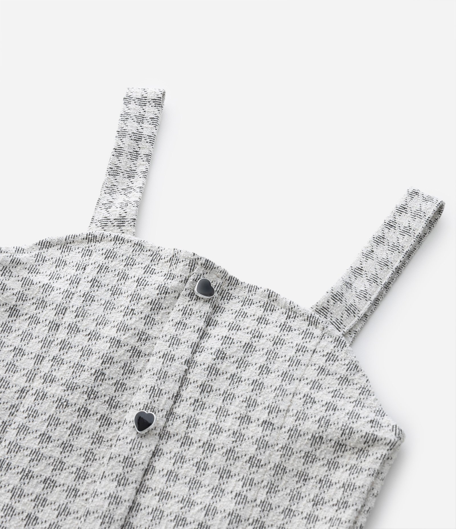 Vestido Infantil em Tweed com Alças Largas e Botões Frontais – Tam 5 a 14 Anos Off White Mesclado 7