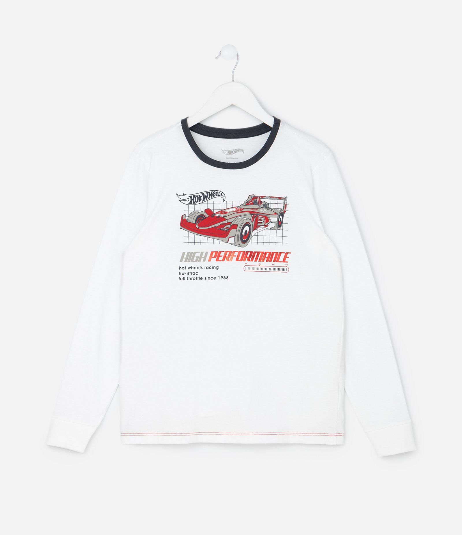 Pijama Longo Infantil em Algodão com Estampa Hotwheels - Tam 7 a 14 Anos Branco/Azul 2