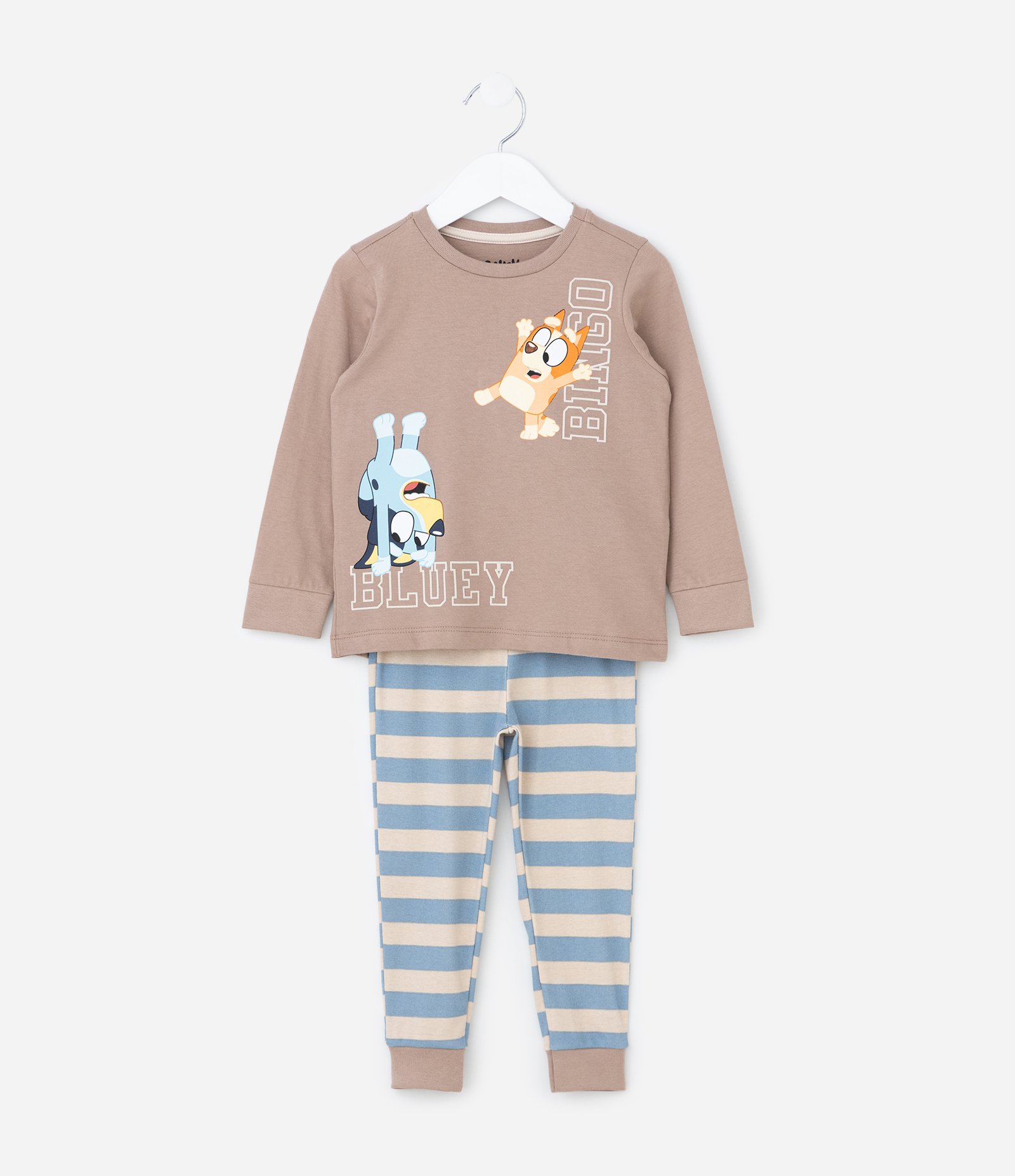 Pijama Infantil com Estampa Bluey e Bingo – Tam 2 a 8 Anos Marrom/Azul 1