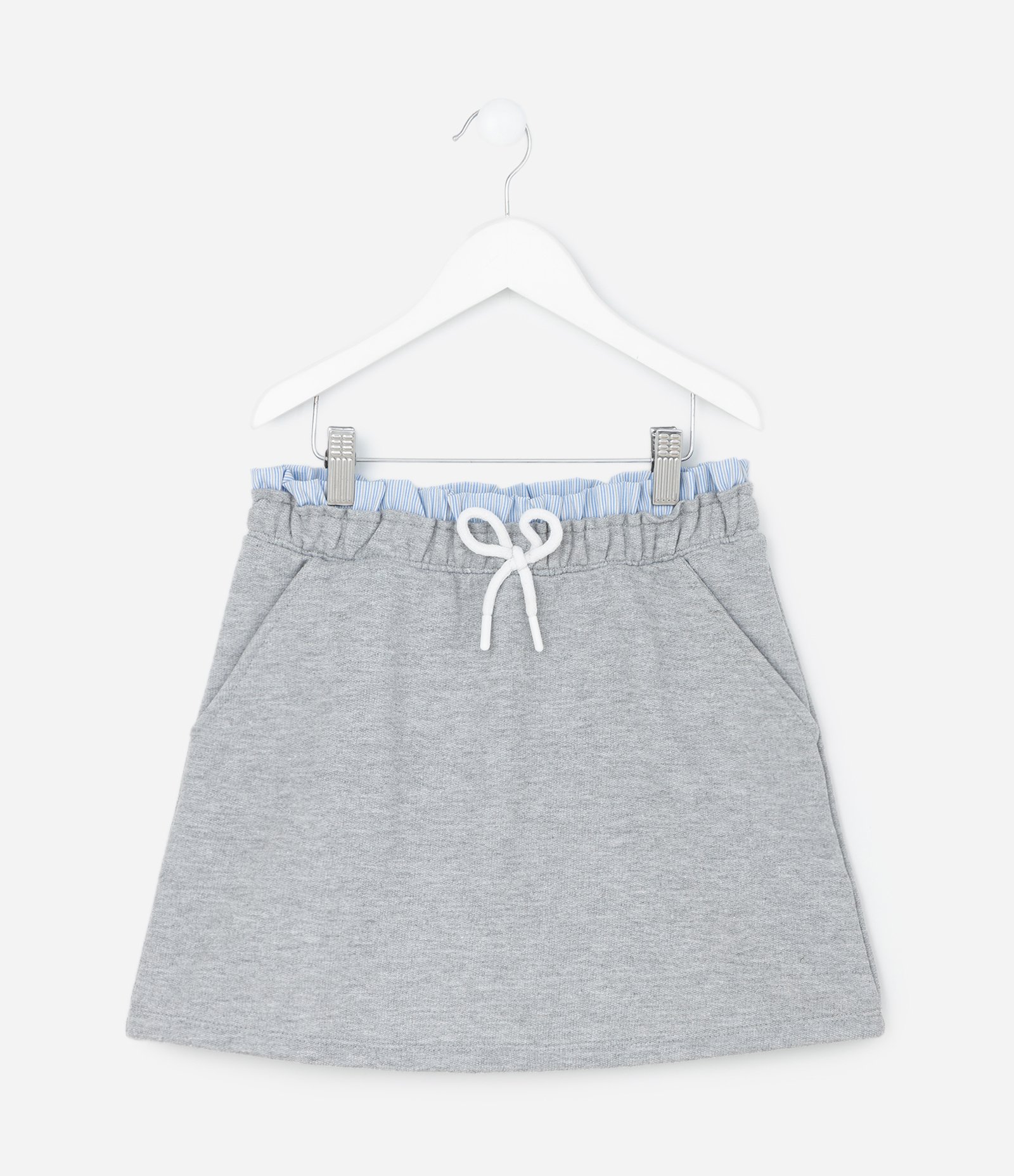 Saia Infantil Evasê em Moletom com Cós de Tricoline – Tam 5 a 14 Anos Cinza 2