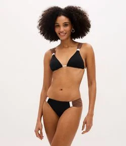 Biquíni Calcinha em Microfibra Color Block com Lateral Drapeada
