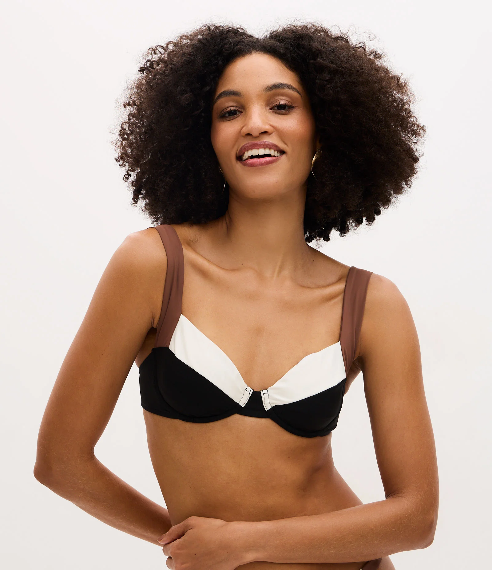 Biquíni Top Bandeau com Estampa Color Block Preto 1