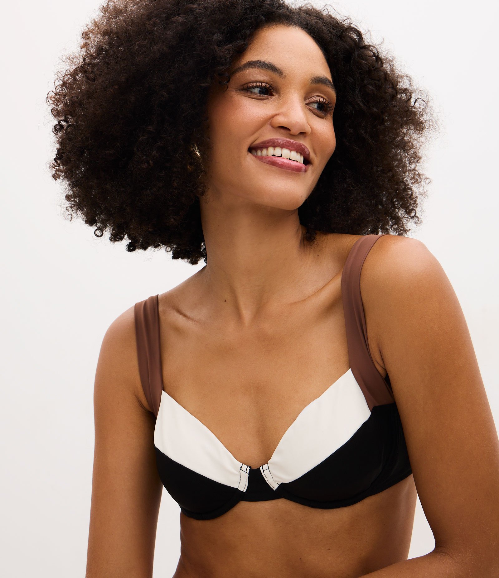 Biquíni Top Bandeau com Estampa Color Block Preto 3
