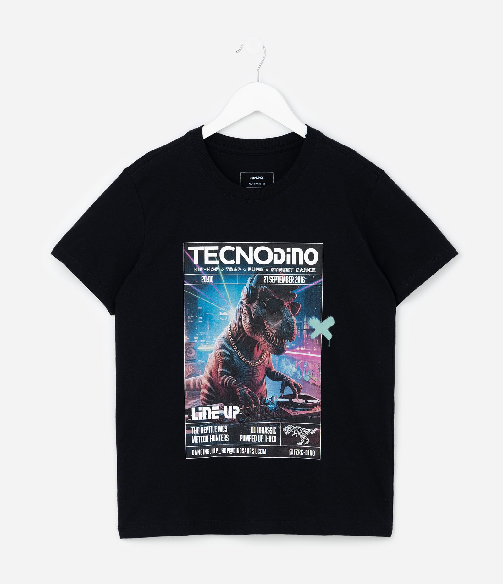Camiseta Infantil com Estampa Dinossauro Tecnodino – Tam 5 a 14 Anos Preto 1