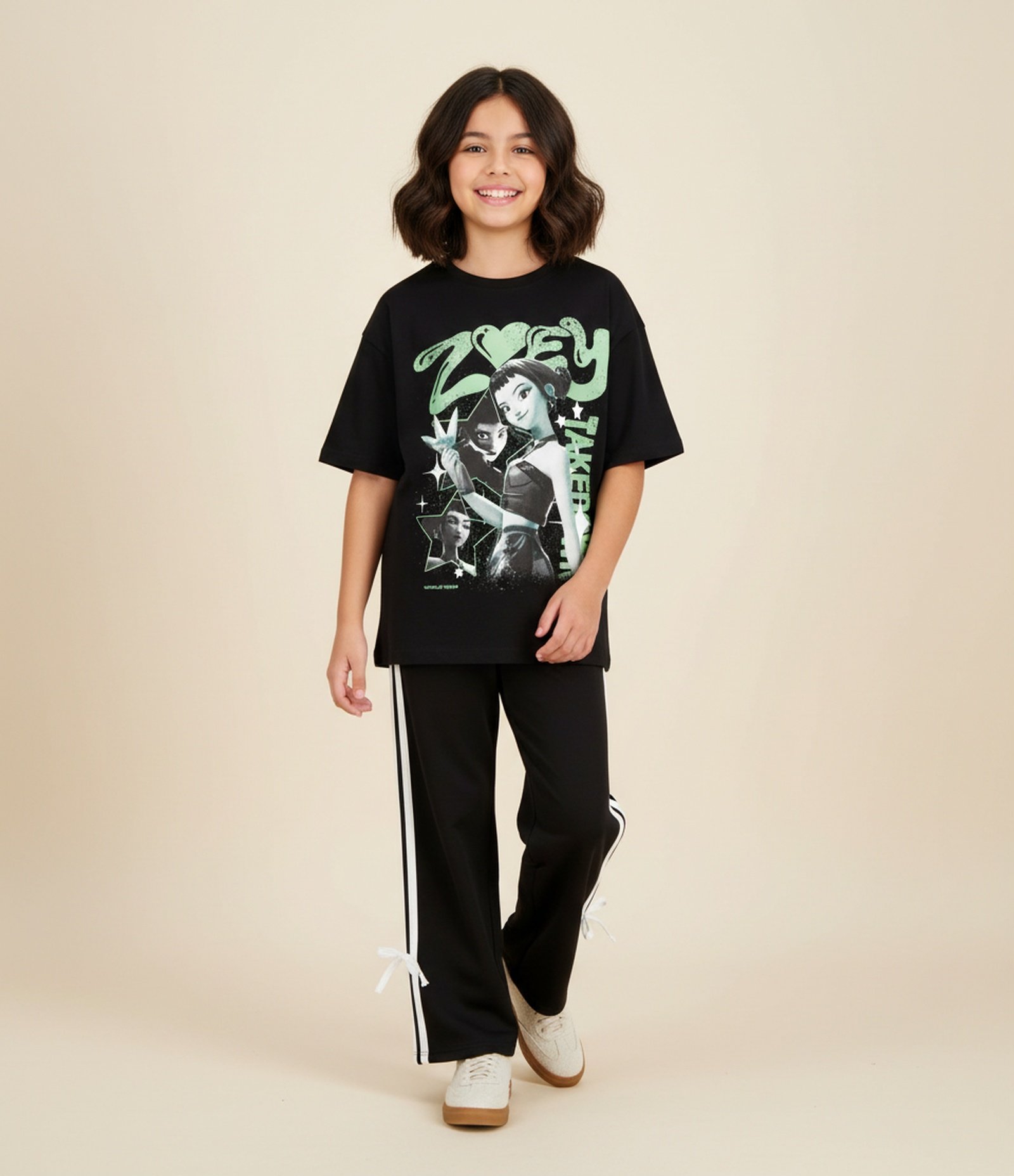 Camiseta Infantil com Estampa Huntrix Guerreiras do K-pop – Tam 5 a 16 Preto 1