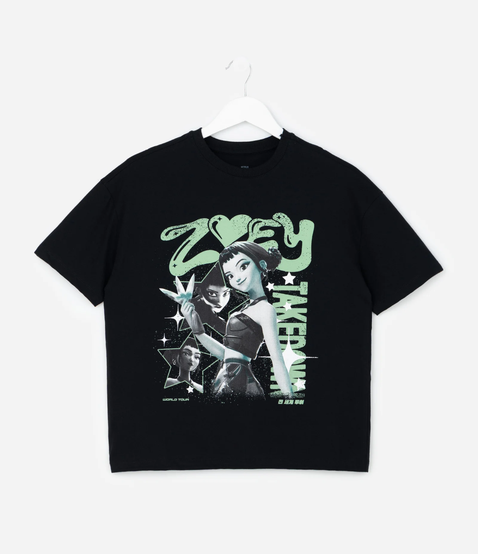 Camiseta Infantil com Estampa Huntrix Guerreiras do K-pop – Tam 5 a 16 Preto 1