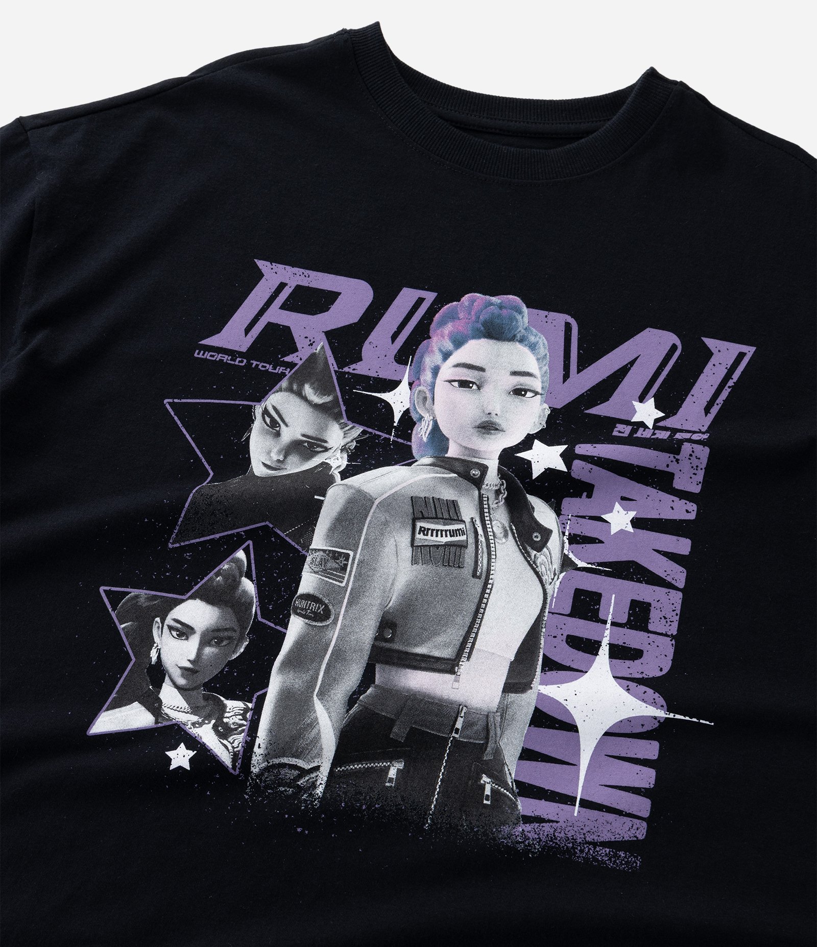 Camiseta Infantil com Estampa da Rumi Guerreiras do K-pop – Tam 5 a 16 Preto 4