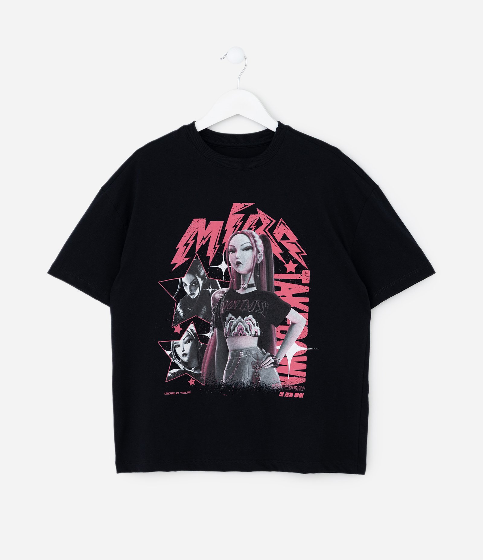 Camiseta Infantil com Estampa Mira Guerreiras do Kpop – Tam 5 a 16 Preto 1