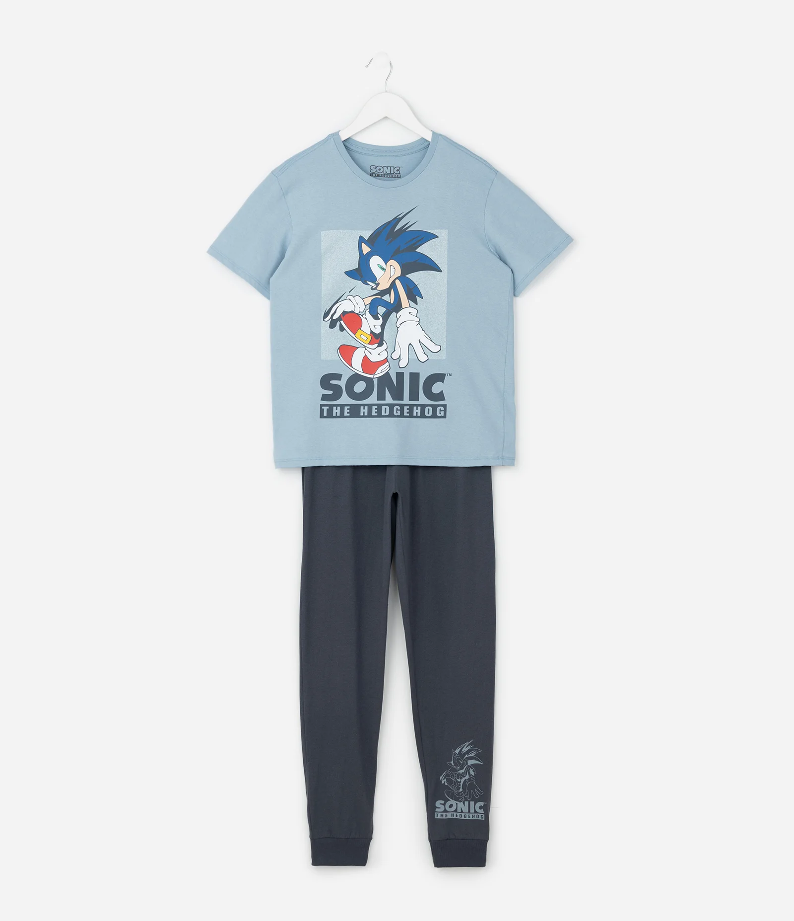 Pijama Infantil Longo com Estampa Sonic - Tam 5 ao 16 Azul/Cinza 2