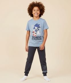 Pijama Infantil Longo com Estampa Sonic - Tam 5 ao 16