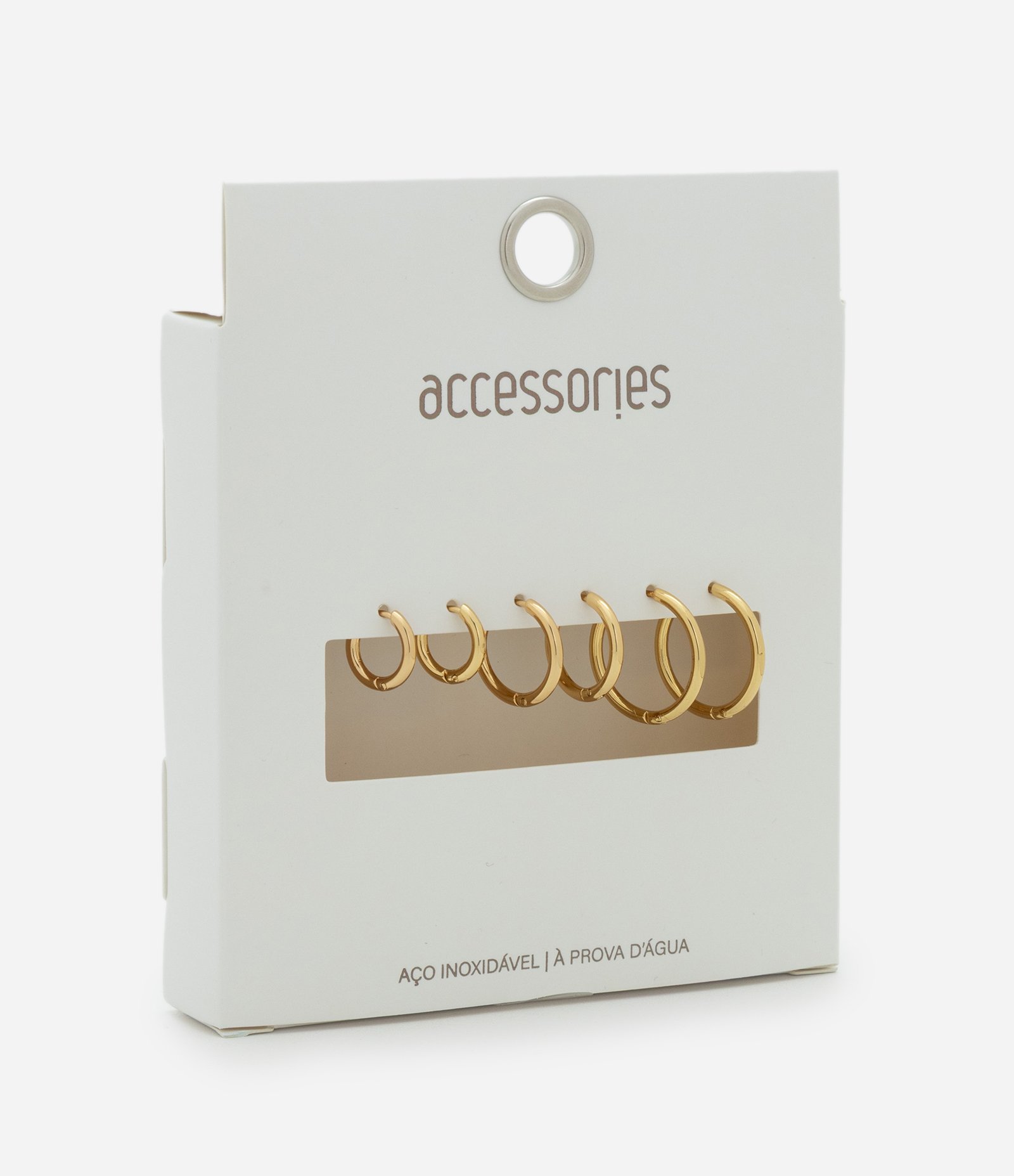 Kit 03 Argolas de Aço Inoxidável a Prova D'água com Tamanhos Gradativos Dourado 3