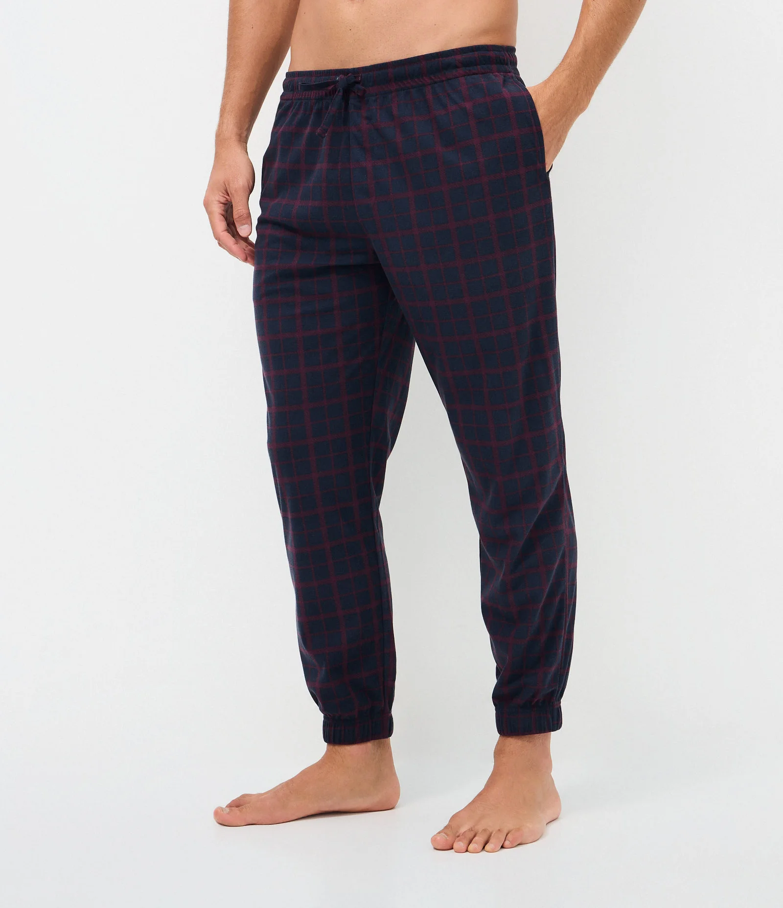 Calça de Pijama Jogger em Plush Xadrez Vermelho 2