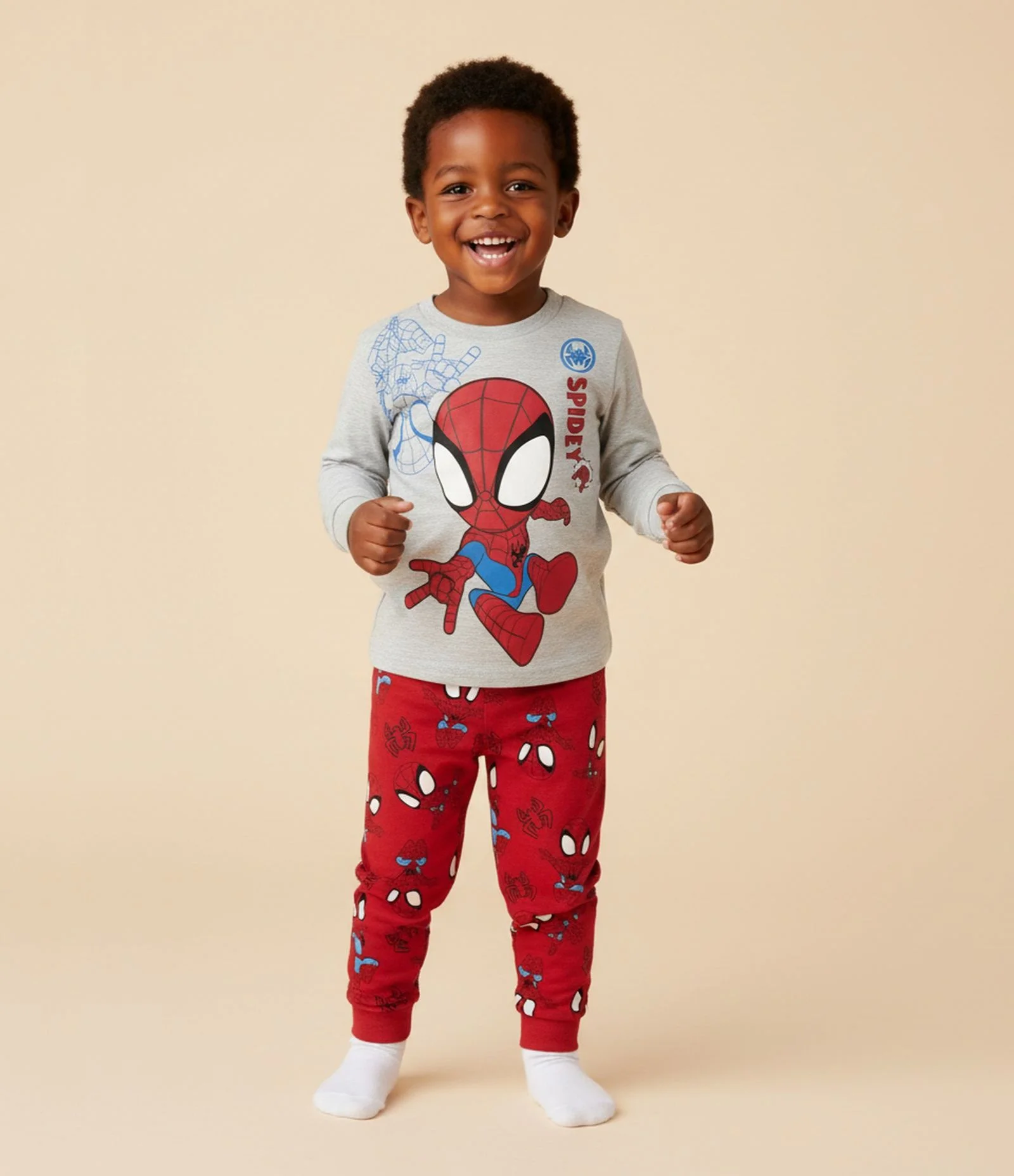 Pijama Infantil Longo com Estampa Spidey Man – Tam 2 A 8 Anos Cinza/Vermelho 1