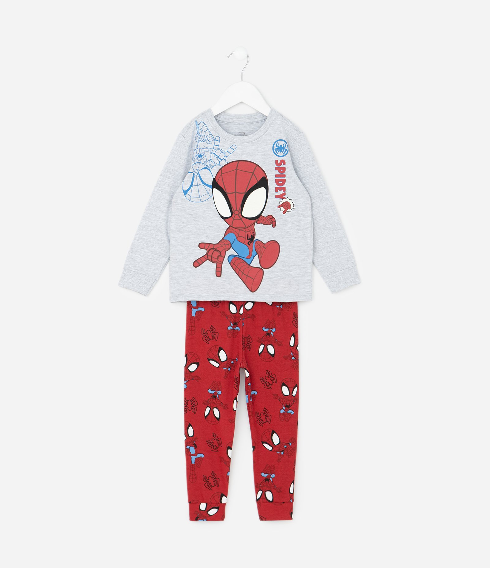 Pijama Infantil Longo com Estampa Spidey Man – Tam 2 A 8 Anos Cinza/Vermelho 1