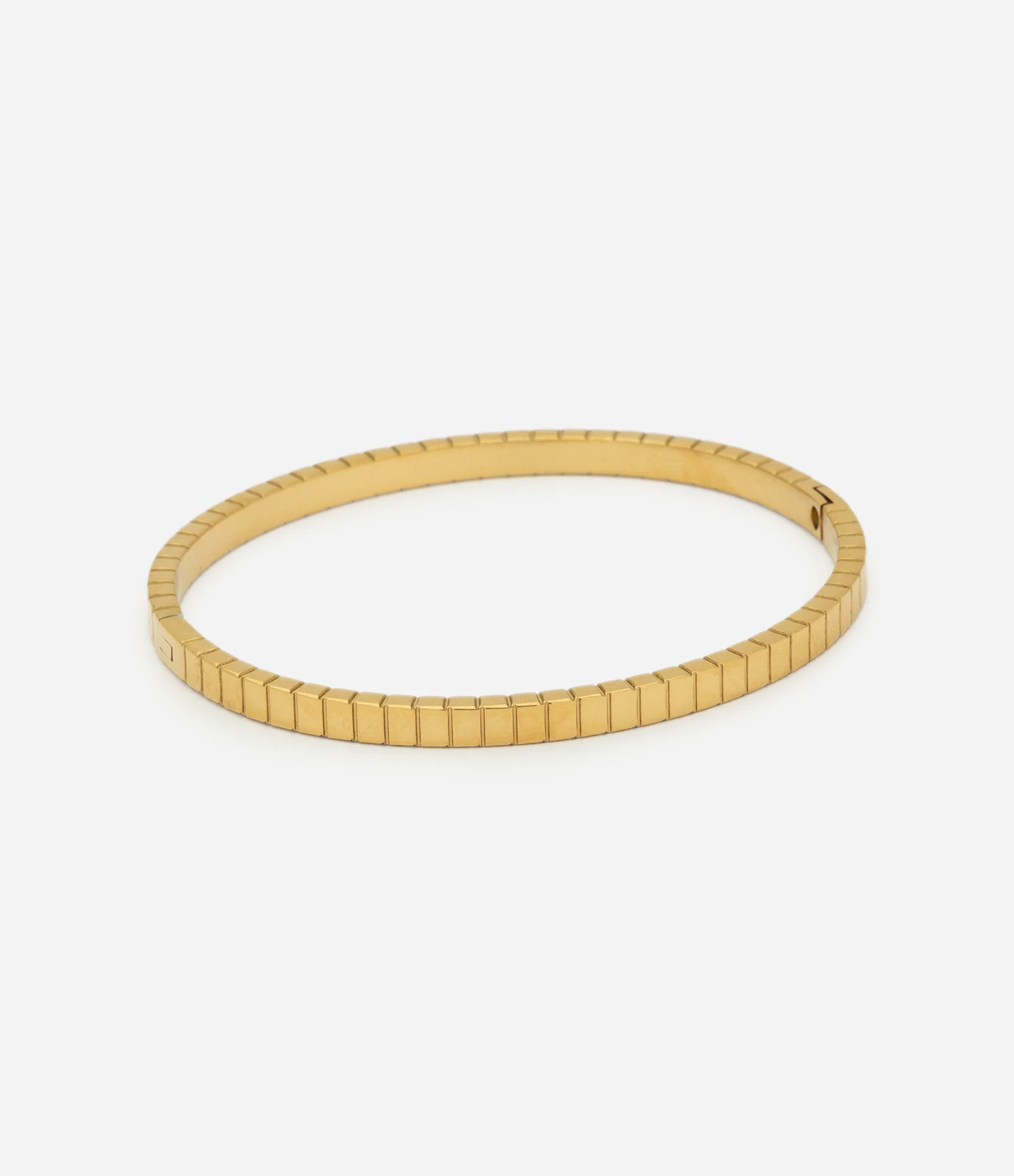 Bracelete Aço Inoxidável a Prova D'água com Textura Canelada Dourado 2