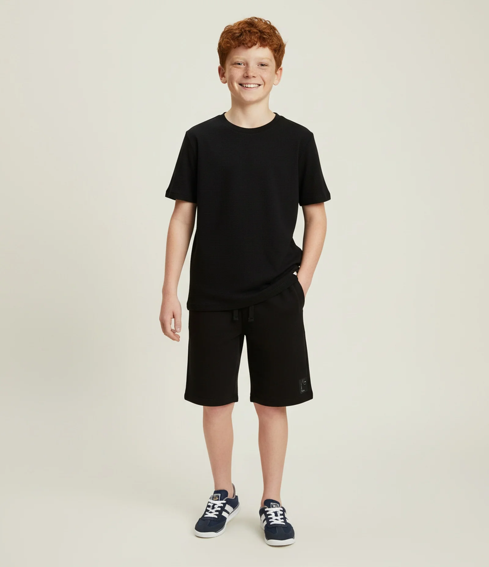 Camiseta Infantil Texturizada com Gola Redonda – Tam 5 a 14 Anos Preto 1