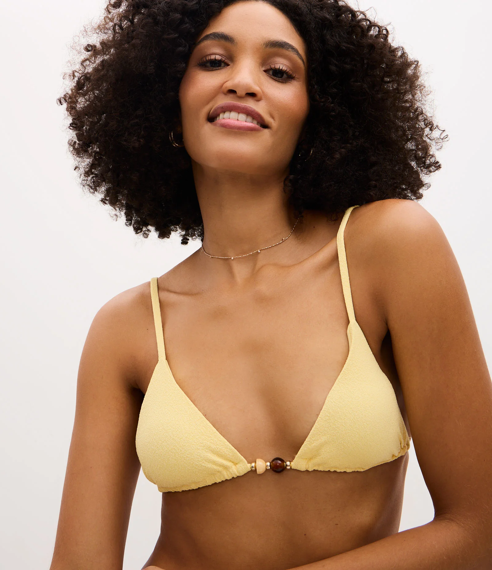 Biquíni Top Cortininha com Textura e Aviamentos Amarelo 3