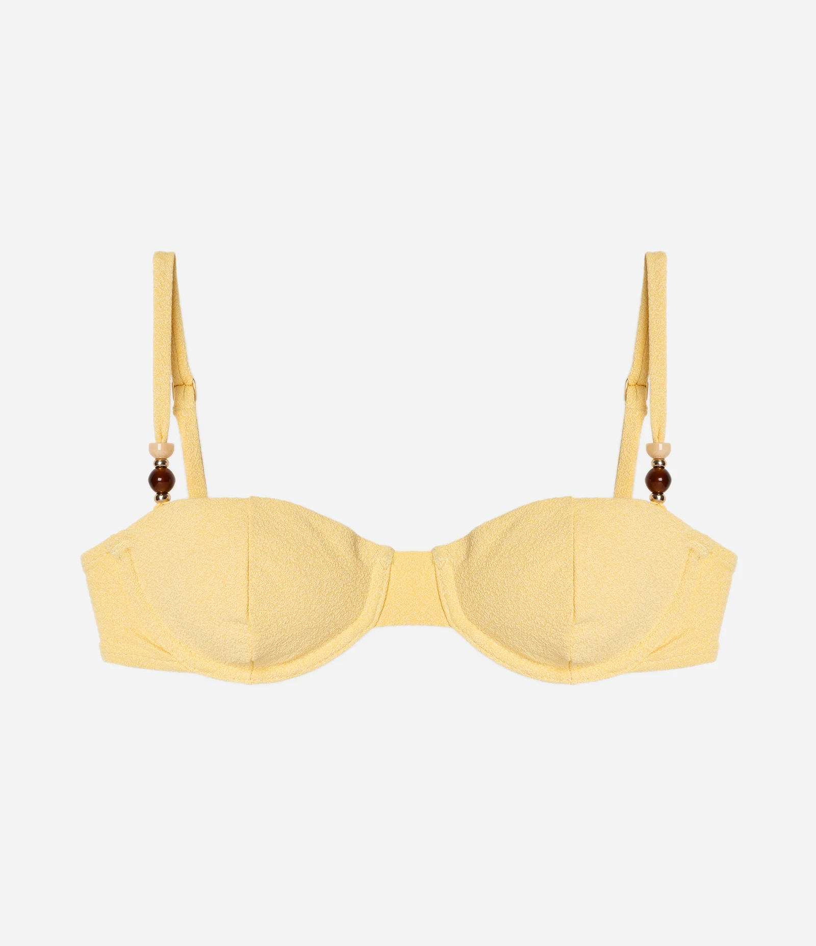 Biquíni Top Meia Taça Texturizado com Recorte e Aviamento nas Alças Amarelo 6
