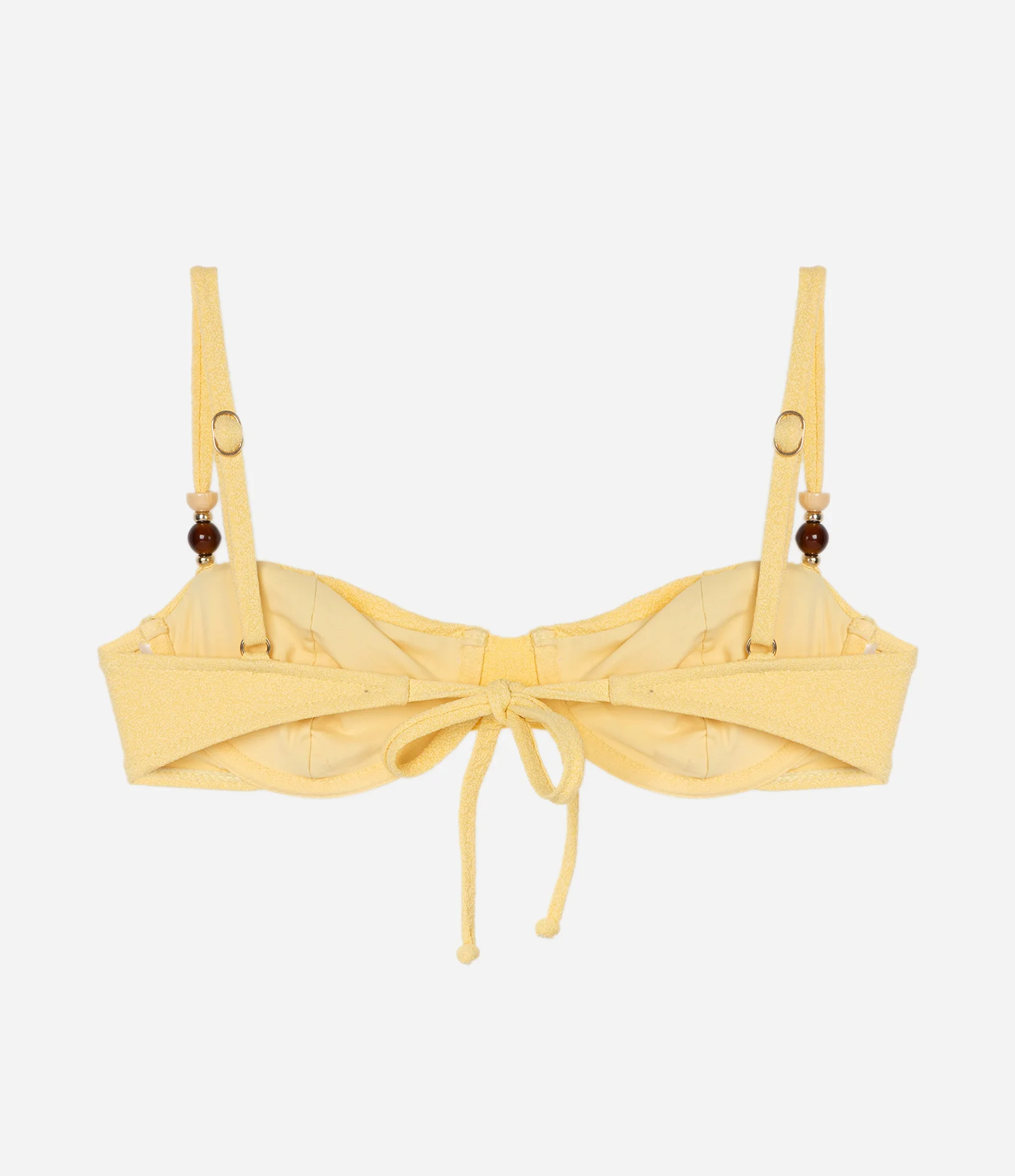 Biquíni Top Meia Taça Texturizado com Recorte e Aviamento nas Alças Amarelo 7