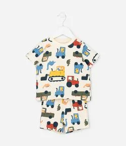 Conjunto Infantil com Estampa de Caminhões – Tam RN a 18 Meses