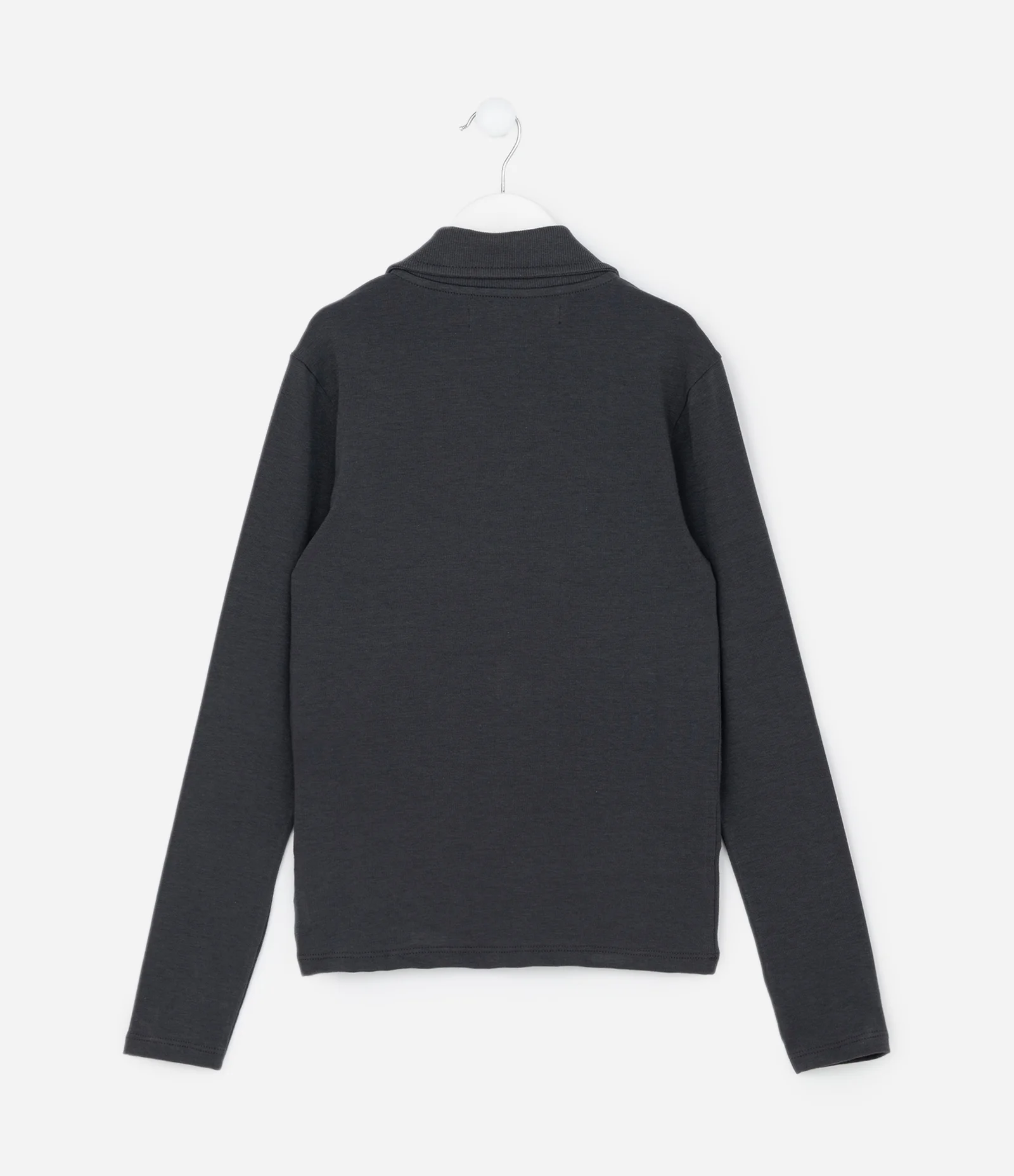Blusa Infantil em Ribana com Gola Polo – Tam 5 a 14 Anos Cinza Escuro 2