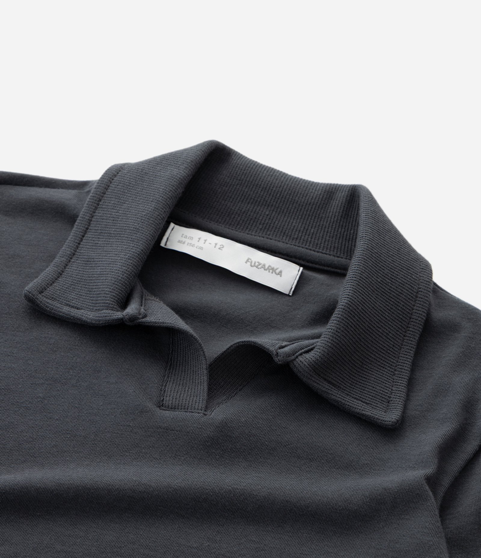 Blusa Infantil em Ribana com Gola Polo – Tam 5 a 14 Anos Cinza Escuro 4