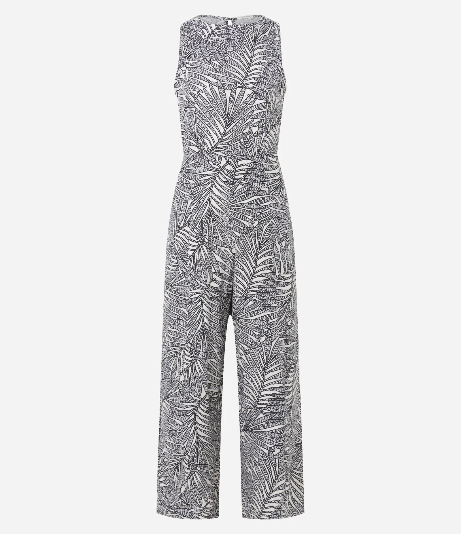 Macacão Reto em Viscose Twill com Estampa de Folhagens Cinza 5