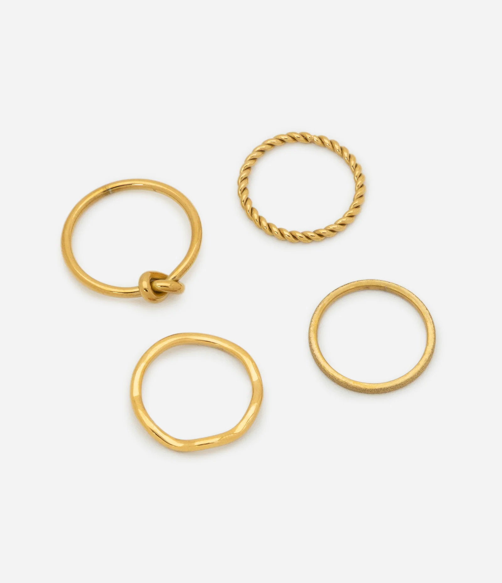 Kit 04 Anéis Finos de Aço Inoxidável à Prova D'água Dourado 1