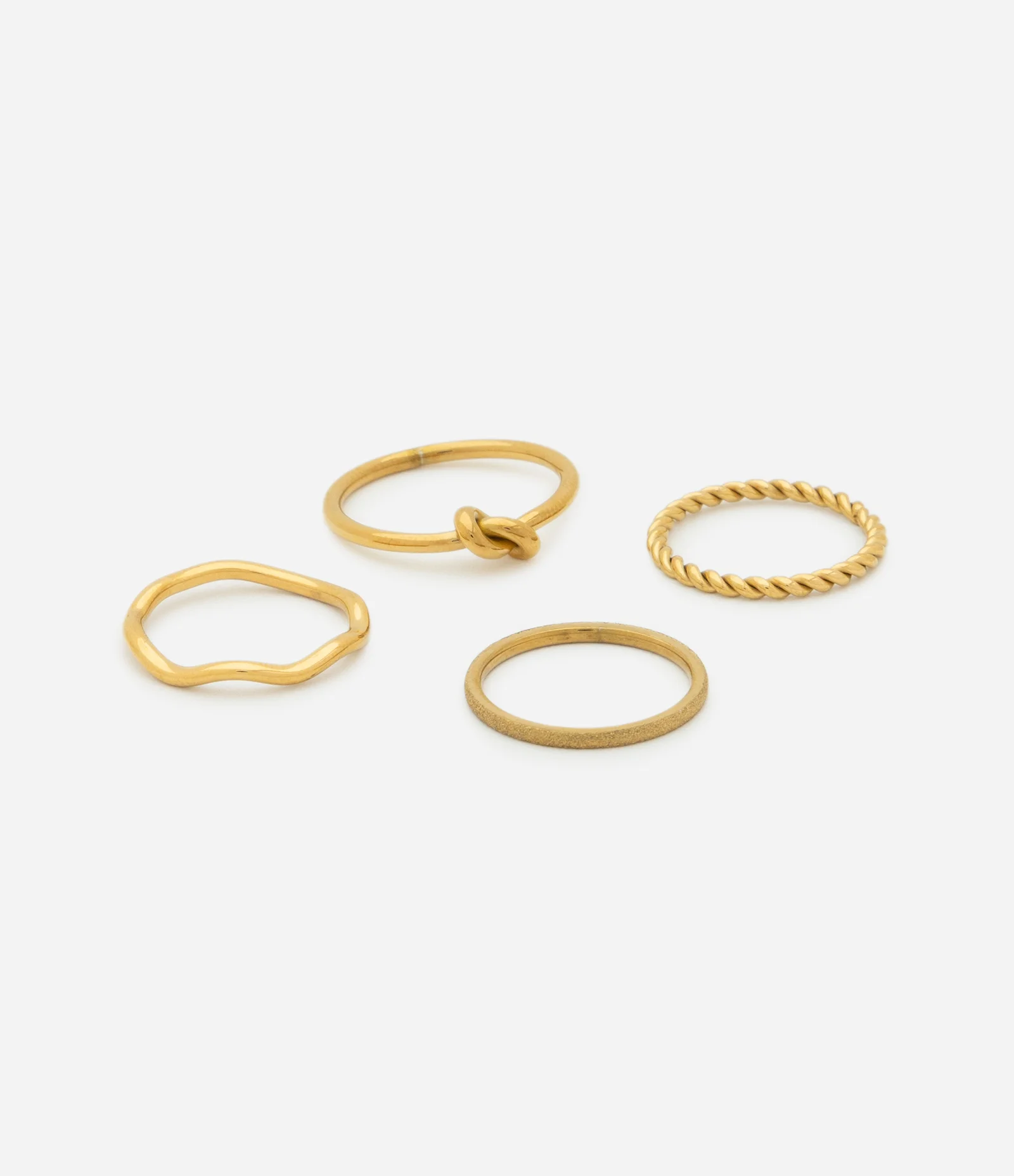Kit 04 Anéis Finos de Aço Inoxidável à Prova D'água Dourado 2
