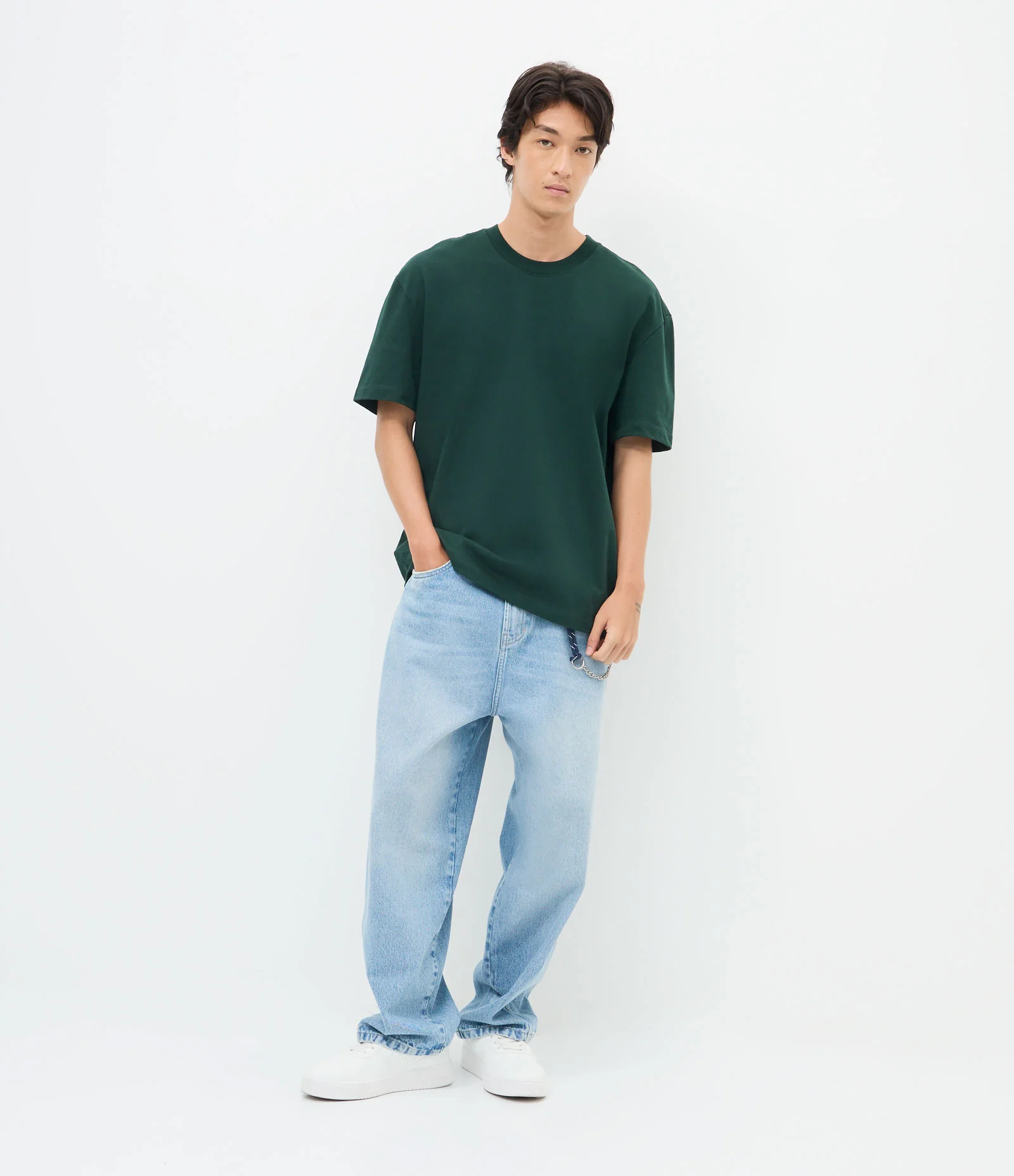 Camiseta Relaxed Básica em Malhão Verde Escuro 2