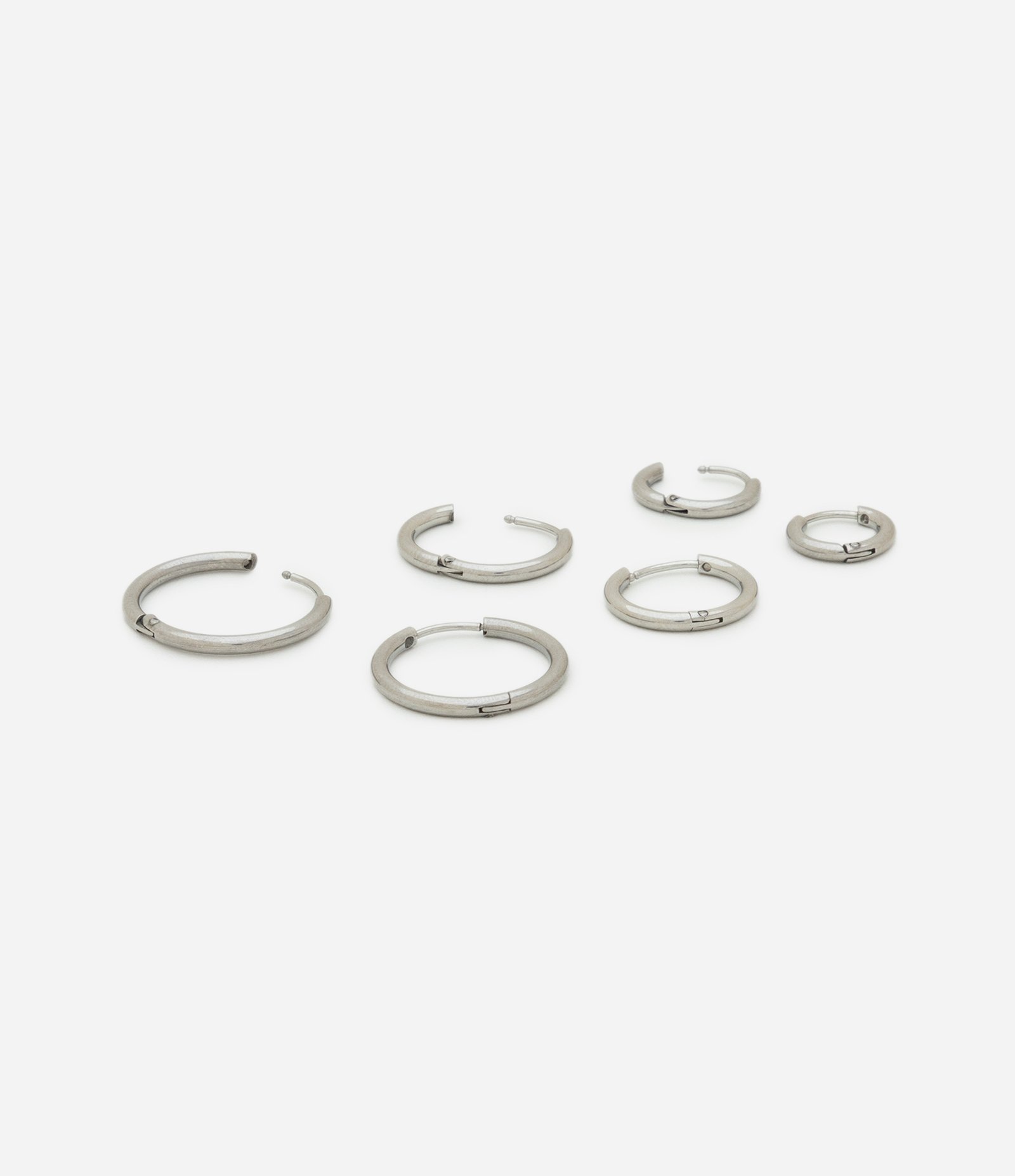 Kit 03 Argolas de Aço Inoxidável a Prova D'água com Tamanhos Gradativos Prata 2