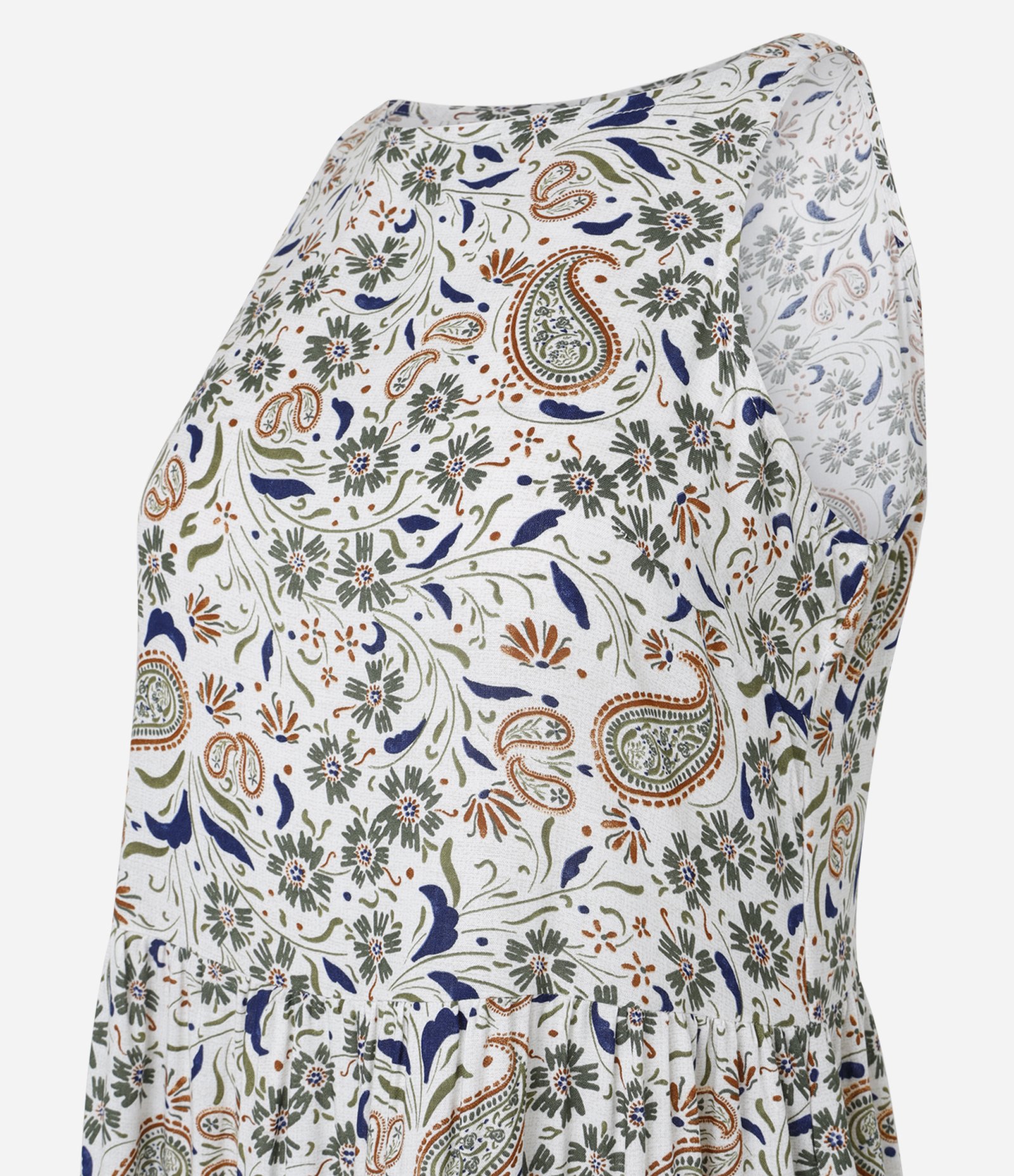 Vestido Longo em Viscose com Estampa Floral Branco 6