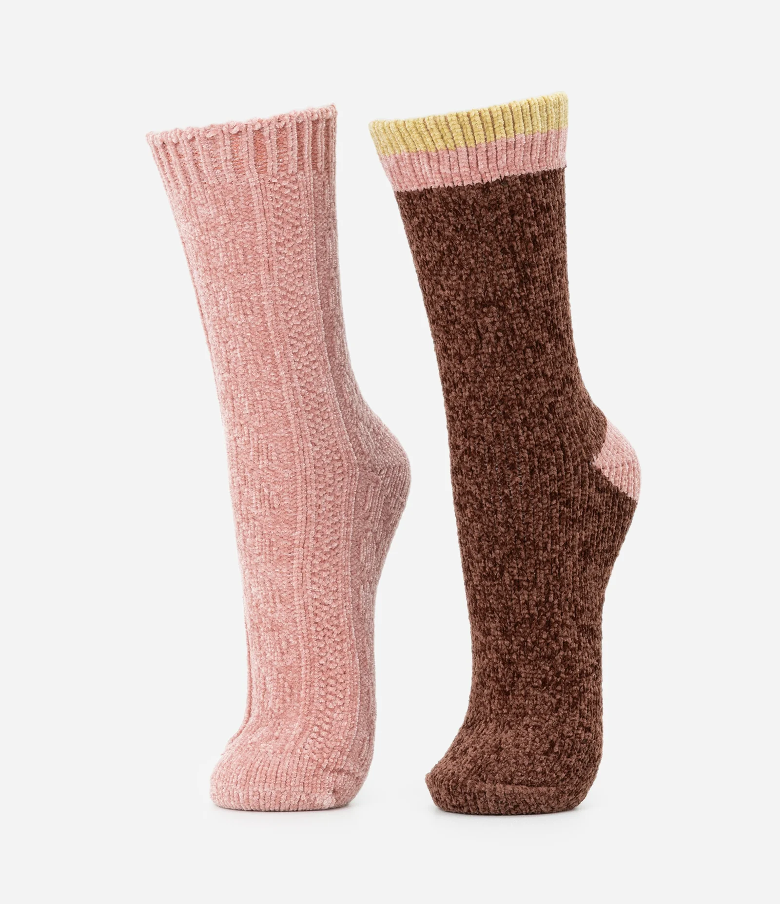 Kit 2 Meias Cano Alto em Chenille com Texturas Multicores 1