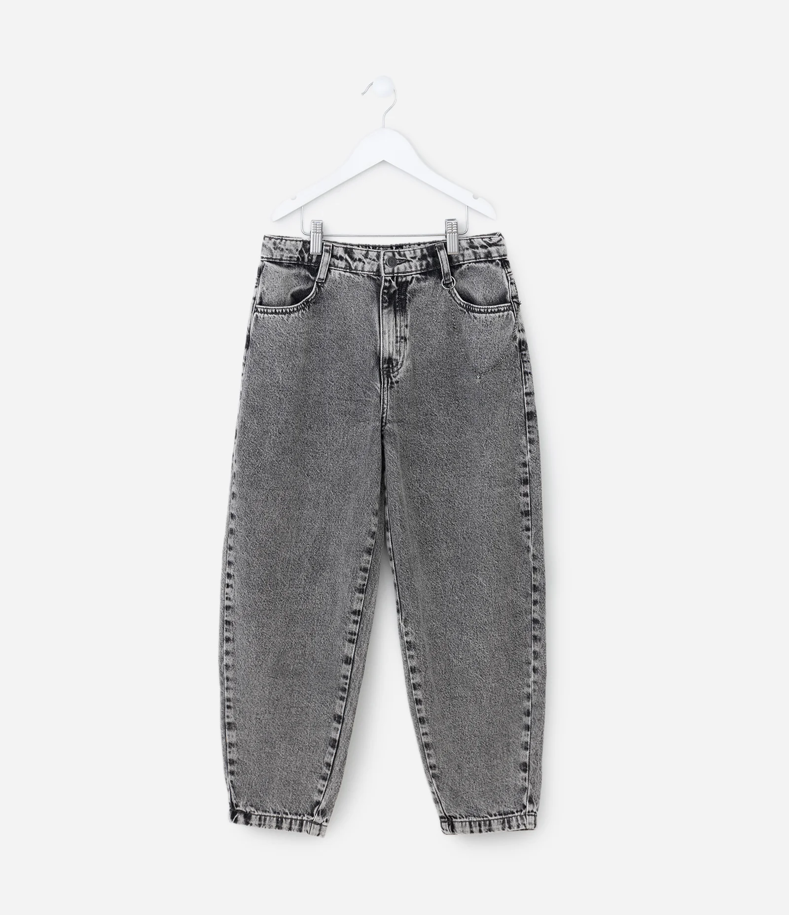 Calça Infantil Slouchy em Jeans com Correntinha de Estrelas – Tam 7 a 16 Anos Cinza 1