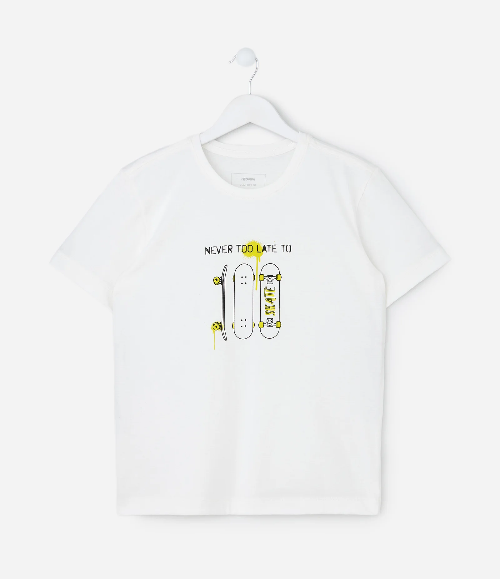 Camiseta Infantil com Estampa de Skate – Tam 5 a 14 Anos Branco 1