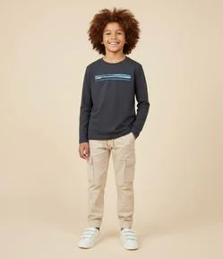 Camiseta Infantil com Estampa Listrada – Tam 5 a 14 Anos