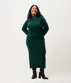 Saia Midi Lápis em Tricô Curve & Plus Size