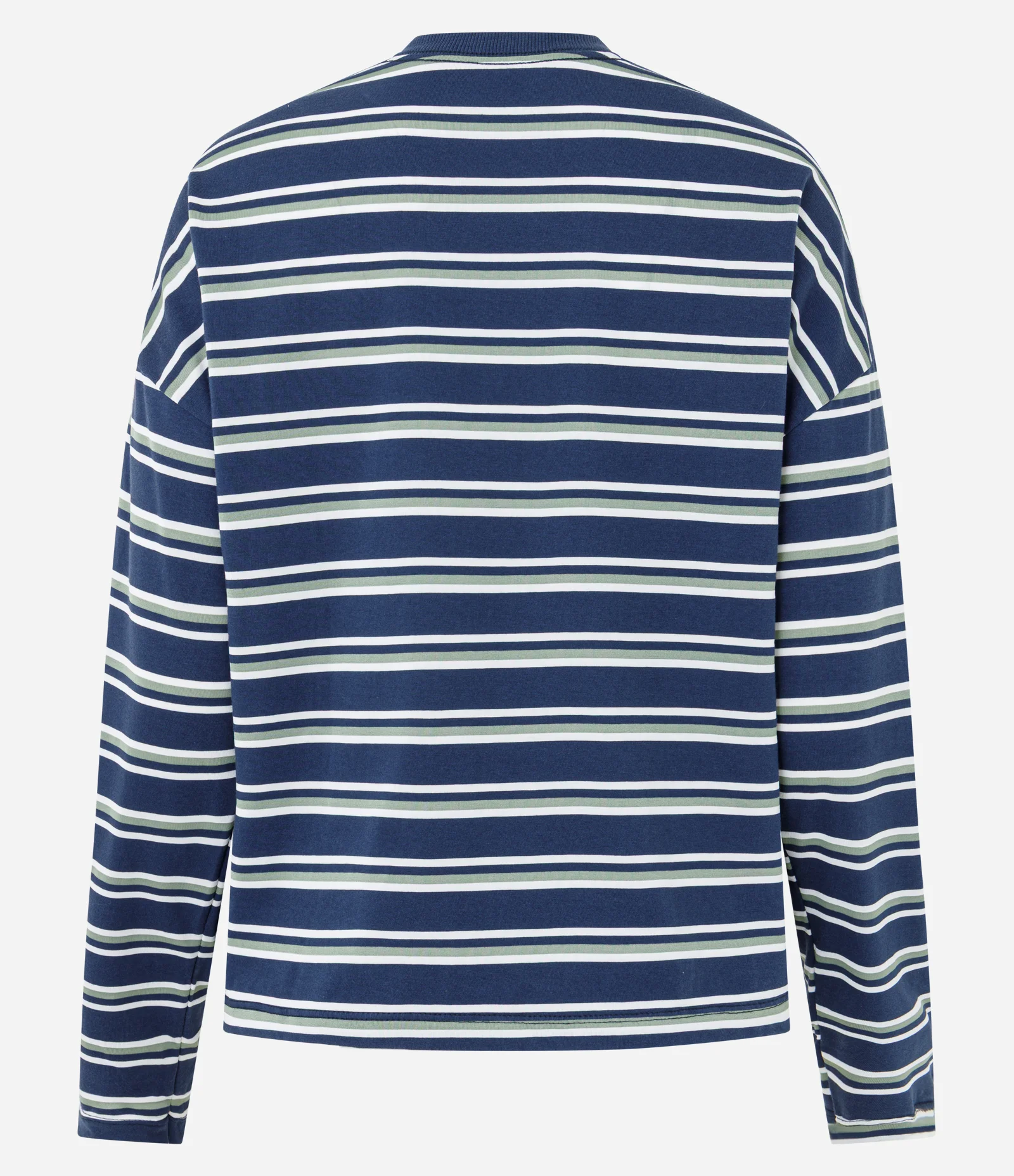 Blusa Regular Manga Longa em Algodão com Estampa Listrada Azul 2