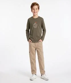 Camiseta Infantil com Estampa Mountain Traveling – Tam 5 a 14 Anos