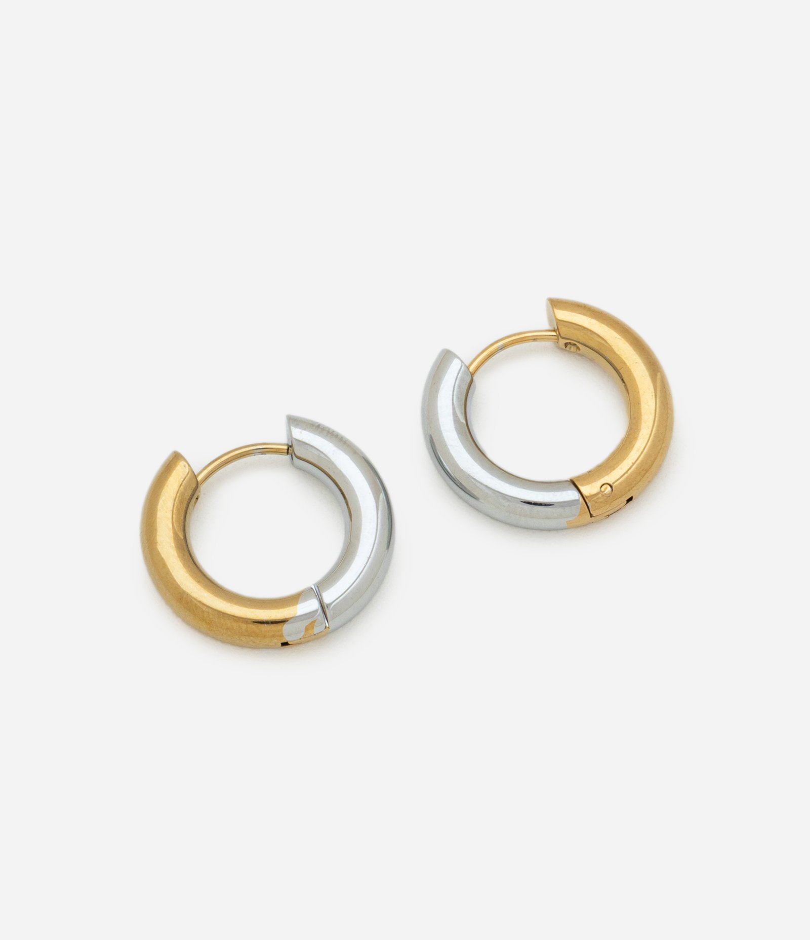 Argola com Banho Misto em Aço Inoxidável a Prova D'água  Dourado/Prata 1