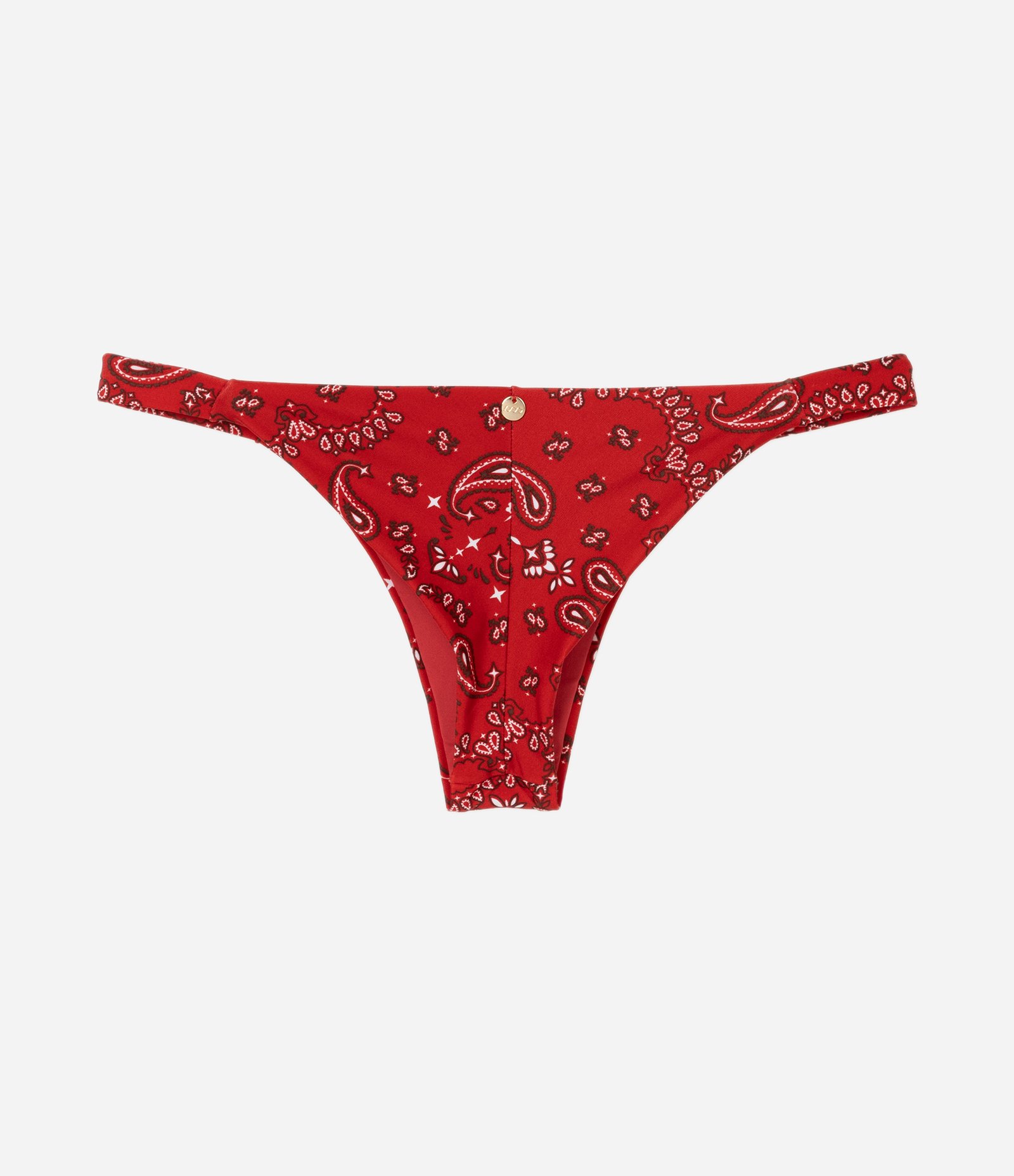 Biquíni Calcinha String com Fio Duplo e Estampa Paisley Vermelho