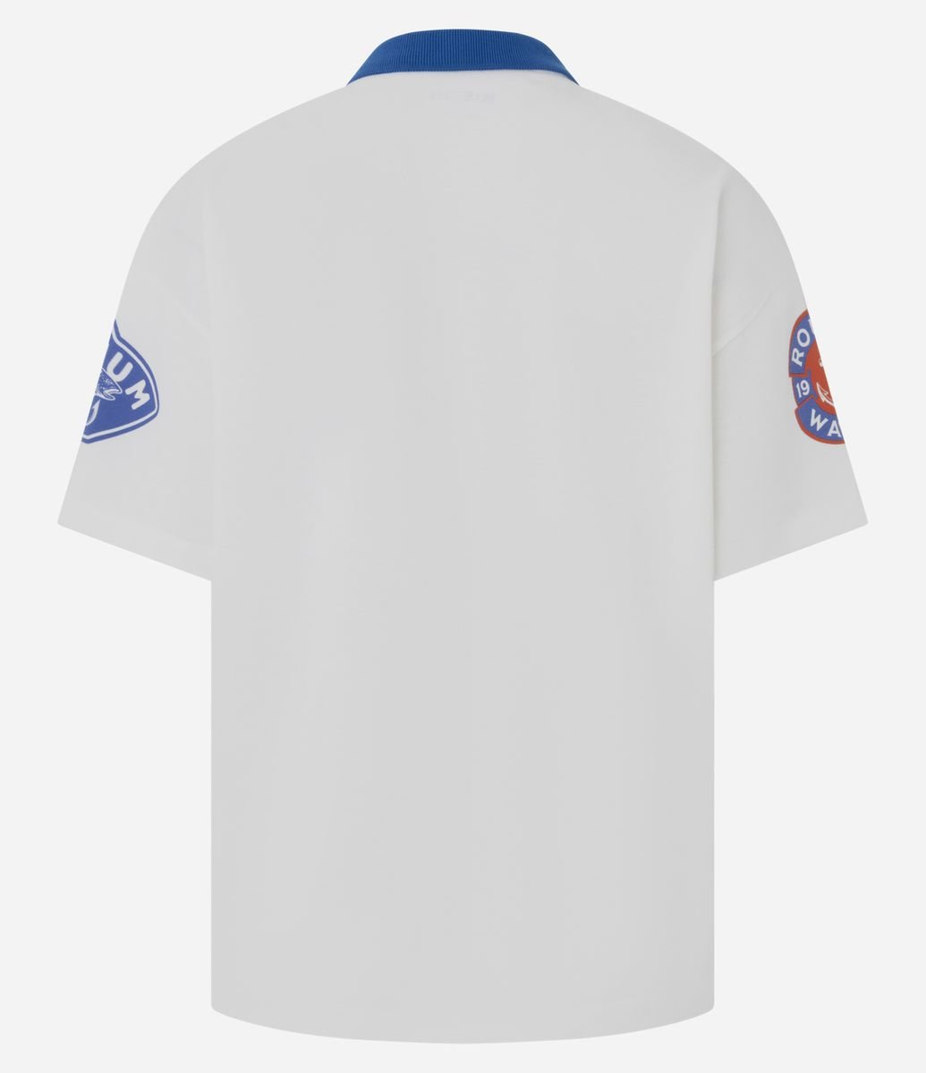 Camiseta Polo Oversized com Estampa Catch Branco