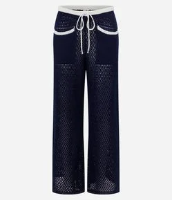 Saída de Praia Calça em Tricô com Detalhes Contrastantes