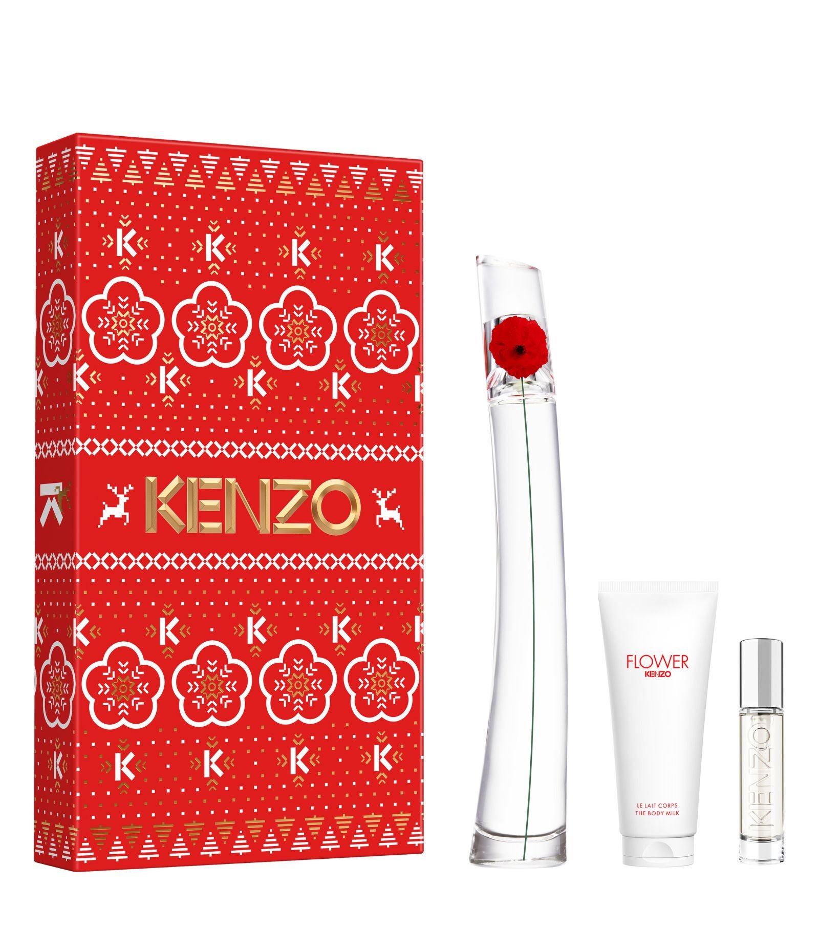 Kit Flower By Kenzo EDP 100ml +Travel Spray 10ml + Loção Corporal 75ml  KIT 1