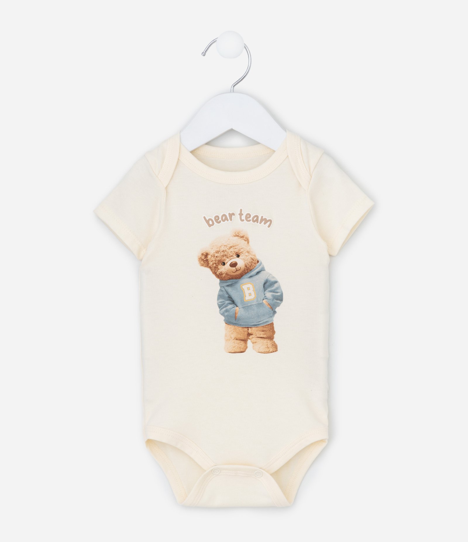 Body Infantil com Ursinho Realista e Lettering – Tam RN a 18 Meses Off White 1